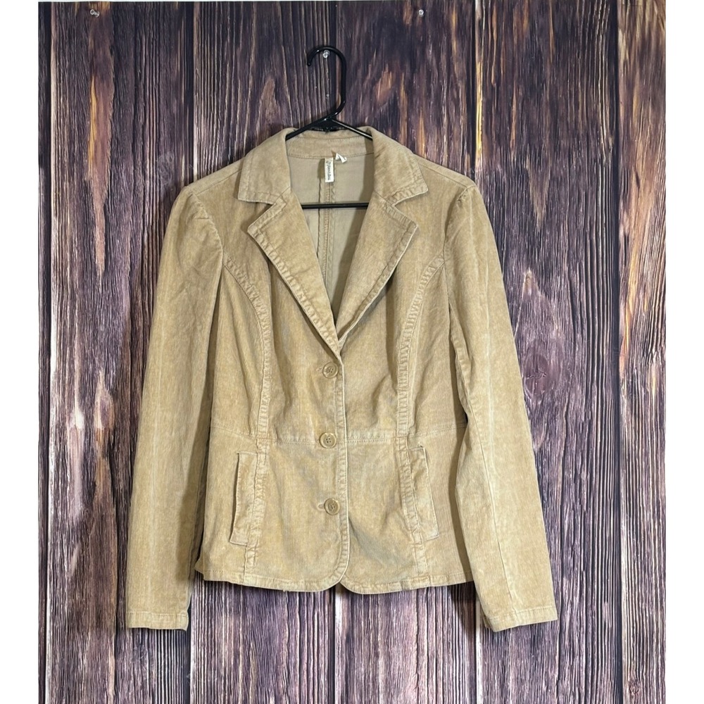 St Johns Bay Corduroy Blazer Jacket Womens  M Beige Button Front Career Office